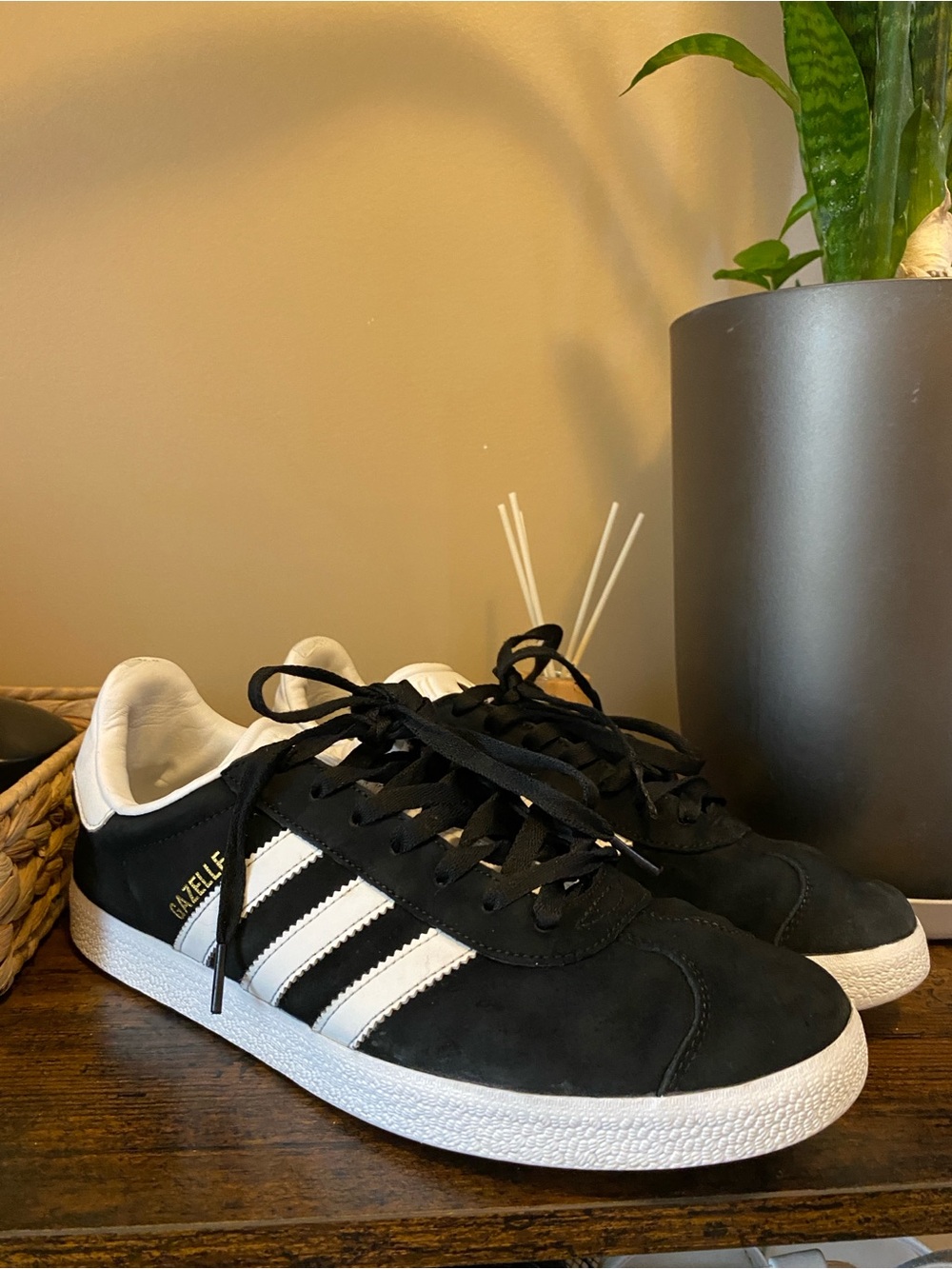 adidas Gazelle Men’s Black & White Suede Sneakers